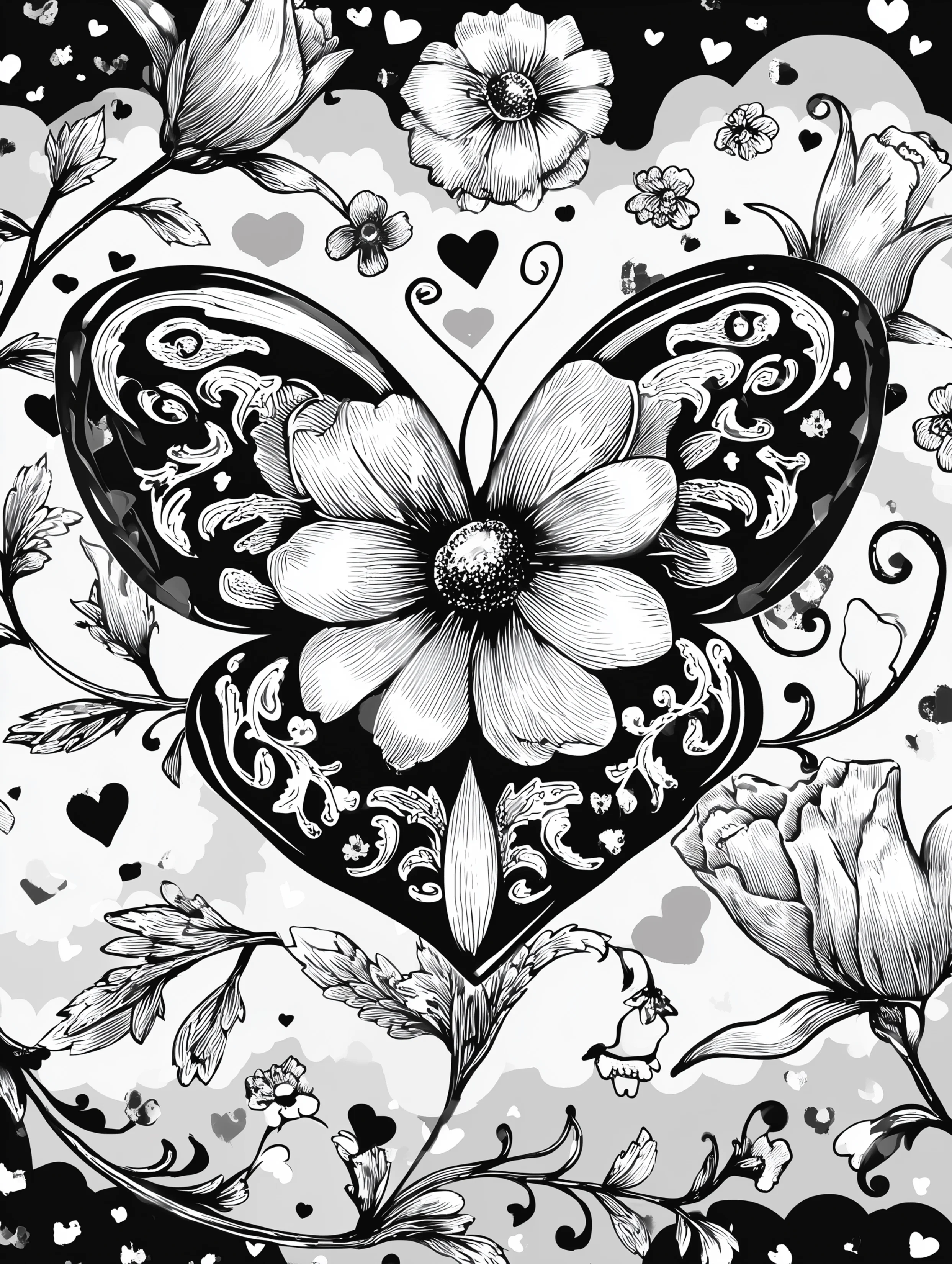 Free printable insect coloring page for adults featuring a glamorous butterfly